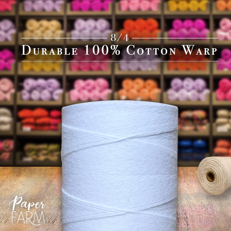 Paper Farm 100% Cotton Loom Warp Thread (Pure White), 8/4 Warp Yarn (800 Yards), Perfect for Weaving: Carpet, Tapestry, Rug, Blanket or Pattern - Warping Thread for Any Loom - Image 3